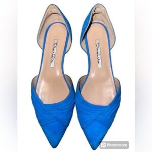 Oscar de la Renta Women’s Blue Suede Pointed Toe Flats Size 37